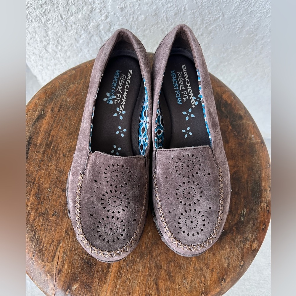 Skechers Brown Flats with Perforated Design